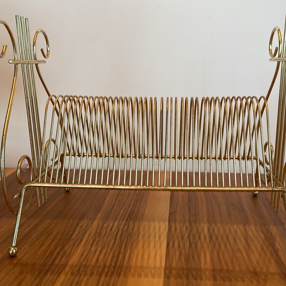 ***SOLD****Mid Century Modern Vintage Gold Metal 45 Record LP Stand Music - Picture 7 of 15